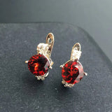 Natural Red Garnet Earrings in 925 Sterling Silver for Women