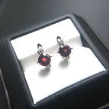 Natural Red Garnet Earrings in 925 Sterling Silver for Women