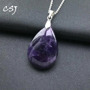CSJ natural amethyst pendants real gemstone fine jewelry nice birthday party