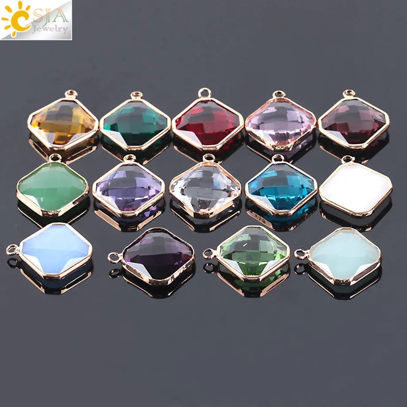 CSJA 10pc Mixed Glass Beads Gold 19mm Faceted Loose DIY Jewelry