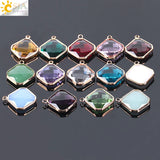 CSJA 10pc Mixed Glass Beads Gold 19mm Faceted Loose DIY Jewelry