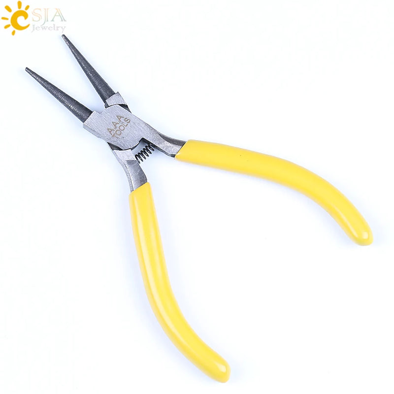 CSJA 126mm Long Round Nose Pliers Plastic Handle Durable Hand Tools
