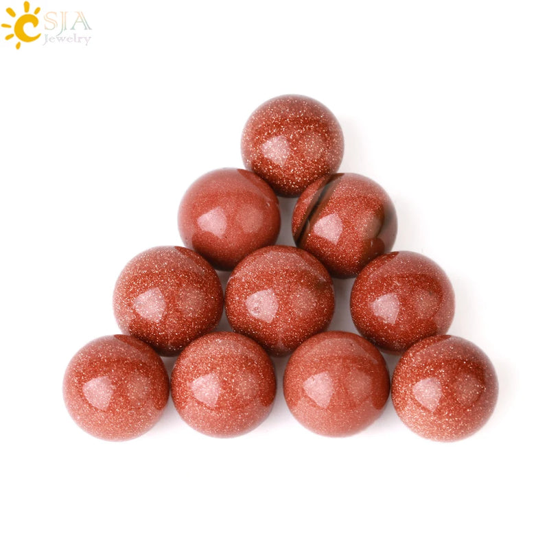 CSJA 12mm Round Natural Stone Beads for Bracelet Jewelry Making Bulk