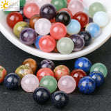 CSJA 12mm Round Natural Stone Beads for Bracelet Jewelry Making Bulk