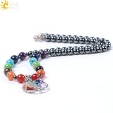 CSJA Hematite 7 Chakra Tree of Life Men Necklaces Pendants