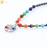 CSJA Hematite 7 Chakra Tree of Life Men Necklaces Pendants