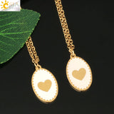 CSJA Stainless Steel Enamel Heart Charms Pendant Necklace