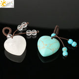CSJA 25mm Heart Natural Stone Pendant Necklace Purple Crystal Sodalite G535