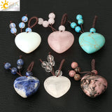 CSJA 25mm Heart Natural Stone Pendant Necklace Purple Crystal Sodalite G535