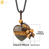 CSJA 25mm Heart Natural Stone Pendant Necklace Purple Crystal Sodalite G535