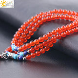 CSJA 4mm Multi-layer Bracelet for Women Natural Stone Round Bead Tassel