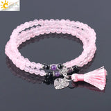 CSJA 4mm Multi-layer Bracelet for Women Natural Stone Round Bead Tassel