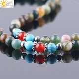 CSJA 4mm Multi-layer Bracelet for Women Natural Stone Round Bead Tassel