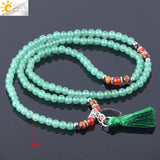 CSJA 4mm Multi-layer Bracelet for Women Natural Stone Round Bead Tassel