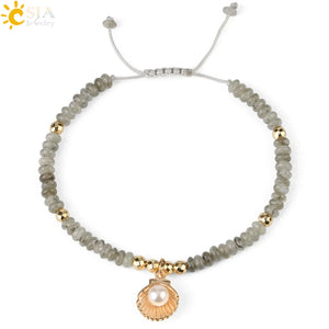 CSJA 4mm Natural Stone Strand Bracelet with Healing Reiki Quartz Beads