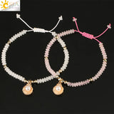 CSJA 4mm Natural Stone Strand Bracelet with Healing Reiki Quartz Beads