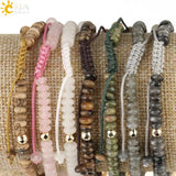 CSJA 4mm Natural Stone Strand Bracelet with Healing Reiki Quartz Beads