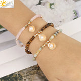 CSJA 4mm Natural Stone Strand Bracelet with Healing Reiki Quartz Beads