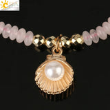 CSJA 4mm Natural Stone Strand Bracelet with Healing Reiki Quartz Beads