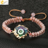 CSJA 4mm Natural Stone Weaving Bracelets Mixed-color Crystal Bangles