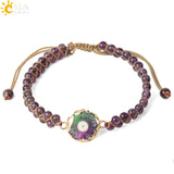 CSJA 4mm Natural Stone Weaving Bracelets Mixed-color Crystal Bangles