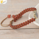 CSJA 4mm Natural Stone Weaving Bracelets Mixed-color Crystal Bangles