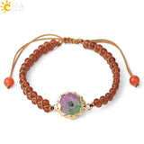CSJA 4mm Natural Stone Weaving Bracelets Mixed-color Crystal Bangles