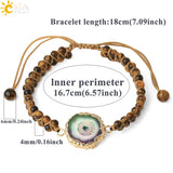 CSJA 4mm Natural Stone Weaving Bracelets Mixed-color Crystal Bangles