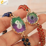 CSJA 4mm Natural Stone Weaving Bracelets Mixed-color Crystal Bangles