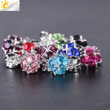 CSJA 5mm Charms Bracelet Beads - 10pcs Dangle Clear Zircon Beads