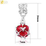 CSJA 5mm Charms Bracelet Beads - 10pcs Dangle Clear Zircon Beads