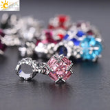 CSJA 5mm Charms Bracelet Beads - 10pcs Dangle Clear Zircon Beads