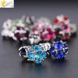 CSJA 5mm Charms Bracelet Beads - 10pcs Dangle Clear Zircon Beads
