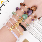 CSJA 6mm Rock Crystal Bracelet Heart Natural Stone Quartz Beads LOVE Charm