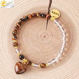 CSJA 6mm Rock Crystal Bracelet Heart Natural Stone Quartz Beads LOVE Charm