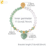 CSJA 6mm Rock Crystal Bracelet Heart Natural Stone Quartz Beads LOVE Charm
