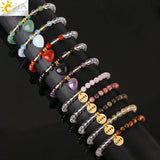 CSJA 6mm Rock Crystal Bracelet Heart Natural Stone Quartz Beads LOVE Charm
