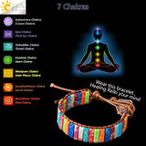 CSJA 7 Chakra Bracelet Colorful Jaspers Leather Wrap Hand Chain Balance Bangle