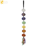 CSJA 7 Chakra Car Hanging Natural Crystal Stone Gravel Beads Home Decor