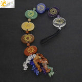 CSJA 7 Chakra Car Hanging Natural Crystal Stone Gravel Beads Home Decor