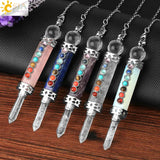 CSJA 7 Chakra Divination Pendulum Crystal Quartz Natural Stone Pendant
