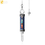 CSJA 7 Chakra Divination Pendulum Crystal Quartz Natural Stone Pendant