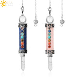 CSJA 7 Chakra Divination Pendulum Crystal Quartz Natural Stone Pendant
