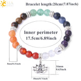 CSJA 7 Chakra Lotus Charms Bracelet Natural Stone Yoga OM 3D Pendants