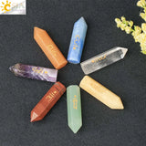 CSJA 7 Chakra Stones Set with Box Healing Pyramid Craft