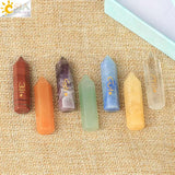 CSJA 7 Chakra Stones Set with Box Healing Pyramid Craft