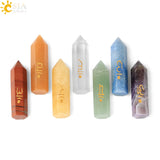 CSJA 7 Chakra Stones Set with Box Healing Pyramid Craft