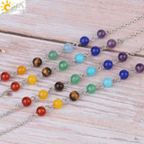 CSJA 7 Chakra Chip Stone Pendant Necklace