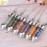 CSJA 7 Chakra Chip Stone Pendant Necklace