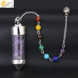 CSJA 7 Chakra Chip Stone Pendant Necklace
